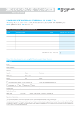 Order Form and Tax Invoice