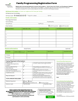 Girl Scouts Family Camp Registration Form