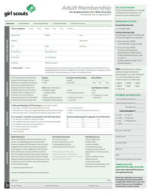Girl Scouts Adult Membership Application
