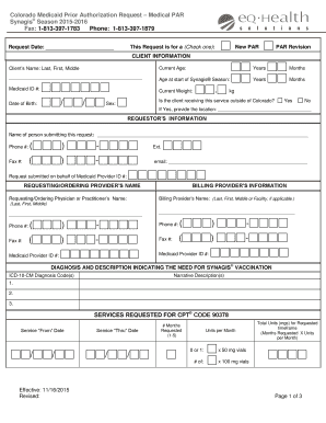 Colorado Medicaid Synagis Prior Authorization Request
