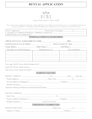 Rental Application Form