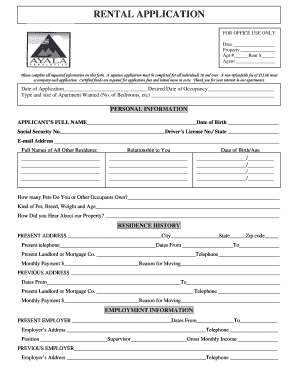 Rental Application Form