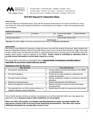 Request for Independent Status