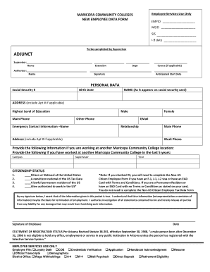 Adjunct Faculty Cover Sheet