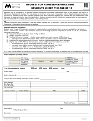 Request for Enrollment Students Under the Age of 18