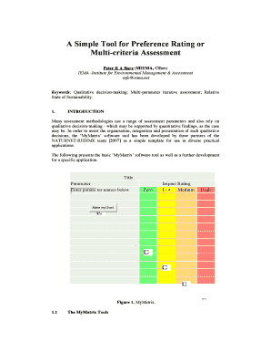 MyMatrix Sustainability Impact Assessment Tool