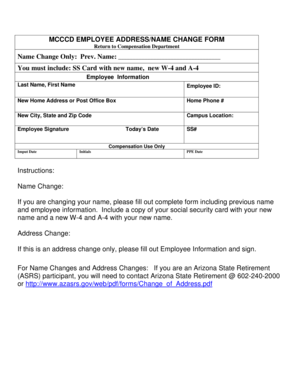 MCCCD Employee Address/Name Change Form