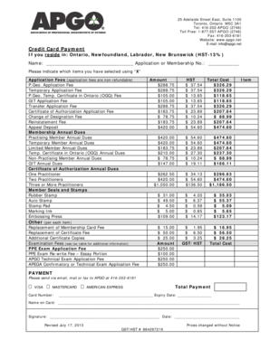 APGO Professional Fees and Dues Payment Form