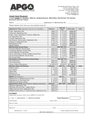 APGO Professional Fees and Dues Payment Form