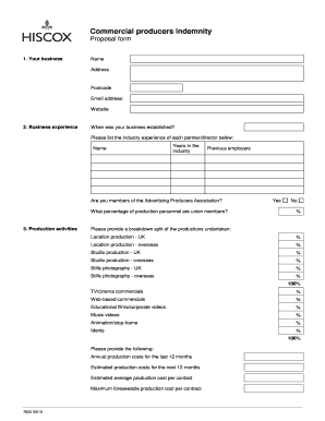 Commercial Producers Indemnity Proposal Form