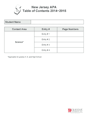 New Jersey APA Table of Contents