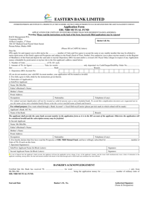 EBL NRB Mutual Fund Application Form