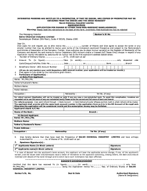 Salvo Chemical Industry Limited Share Application Form