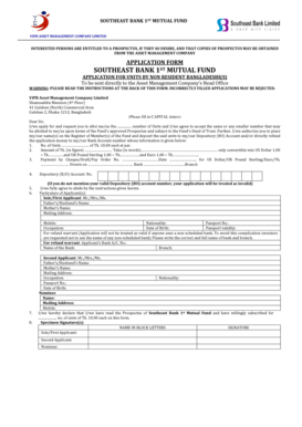 Southeast Bank 1st Mutual Fund Application Form