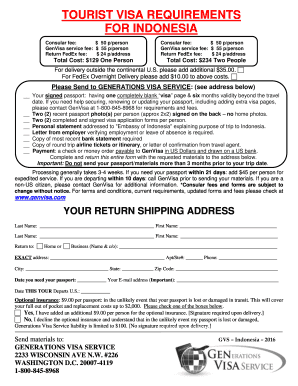 Indonesia Tourist Visa Application Form
