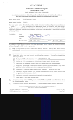 California Consumer Confidence Report Certification Form