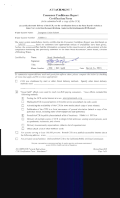 California Consumer Confidence Report Certification Form