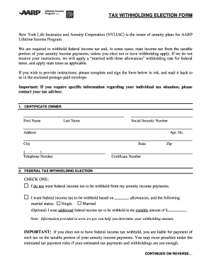 Tax Withholding Election Form