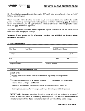 Tax Withholding Election Form