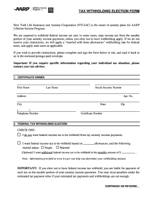 Tax Withholding Election Form
