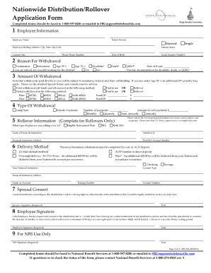 Nationwide Distribution/Rollover Application Form