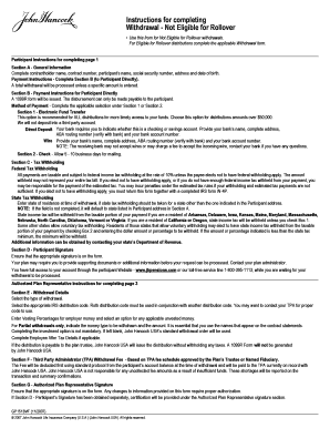 Withdrawal Not Eligible for Rollover Form