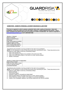 Domestere Personal Accident Insurance Claim Form