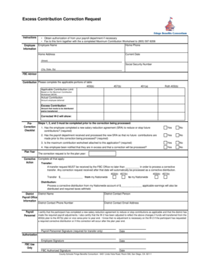 Excess Contribution Correction Request Form