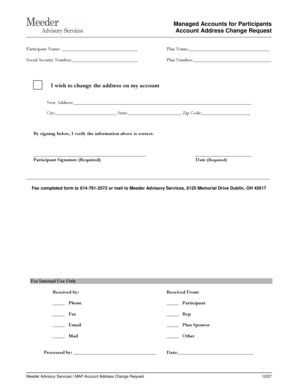Managed Account Address Change Request