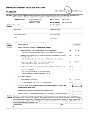 403(b) Maximum Allowable Contribution Worksheet