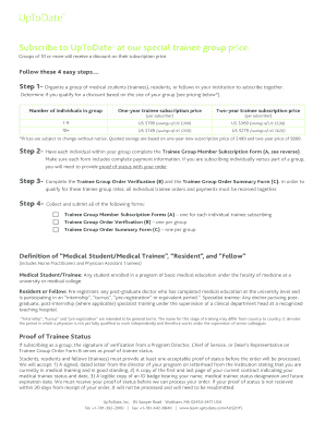 UpToDate Trainee Group Subscription Form