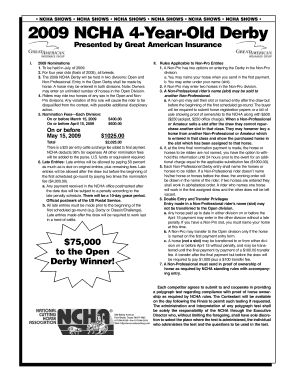 NCHA SHOWS NCHA SHOWS NCHA SHOWS NCHA SHOWS NCHA SHOWS NCHA SHOWS 2009 NCHA 4YearOld Derby Presented by Great American Insurance I
