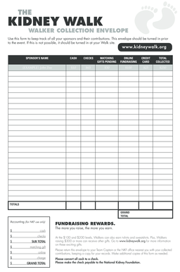 Kidney Walk Walker Collection Envelope