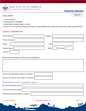 Scout Campership Application Form