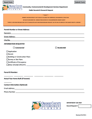 Orange County Public Records Research Request