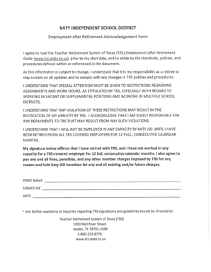 What is rrl matrix - Employment after Retirement Acknowledgement Form - katyisd