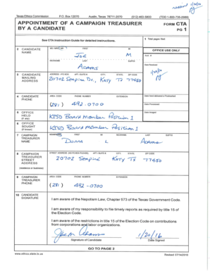 Texas Campaign Treasurer Appointment Form