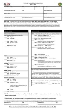 7th Grade Course Selection Worksheet