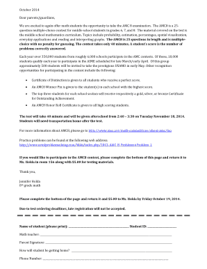AMC 8 Math Contest Registration Form