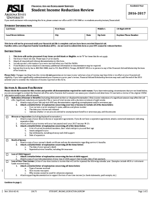 Student Income Reduction Review Form