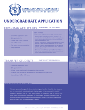 Georgian Court University Undergraduate Application