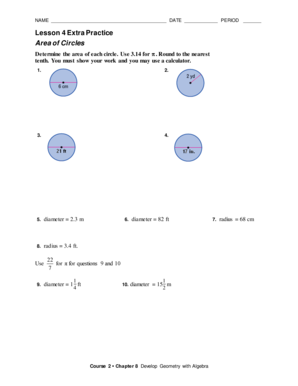 Circular motion worksheet answers - lesson 2 extra practice area of circles