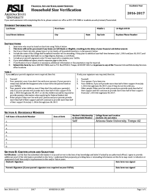 Household Size Verification Form