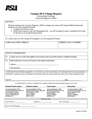ASU Campus ID Change Request Form