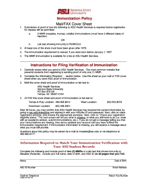 ASU Immunization Policy Form