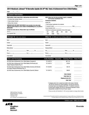 Woodcock-Johnson III Normative Update Order Form