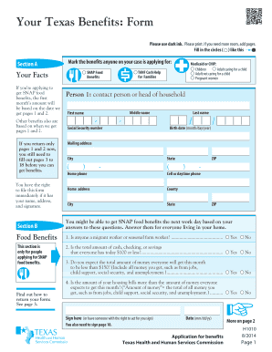 Texas Benefits Application Form
