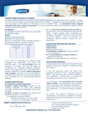 Testim Patient Assistance Program Application