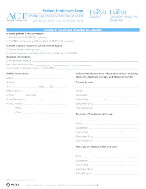 Patient Enrollment Form for EMEND
