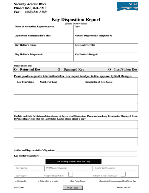 Key Disposition Report
